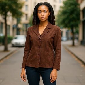 Womens Dialogue brown leather jacket vintage